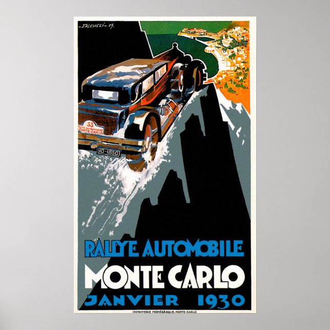 Poster Rallye automobile Monte Carlo ~ Annonce automobile (Devant)