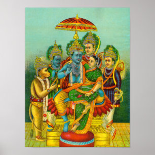 Poster Ram Panchayatan Embellisté par Raja Ravi Varma