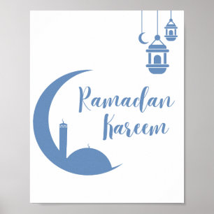 Poster Ramadan Kareem Croissant et Lanterne Murale Éléga