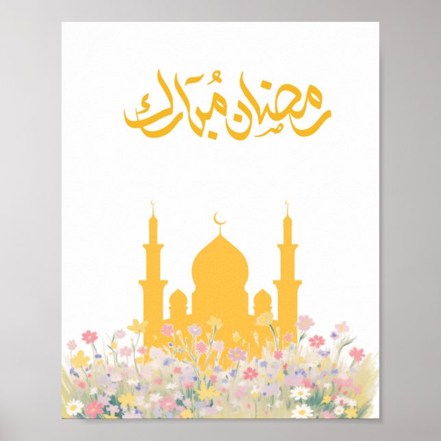 Poster "Ramadan Mubarak" Floral Wall Art (Devant)