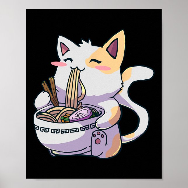 Poster Ramen Cat Kawaii Anime Japonais Kawaii Neko (Devant)