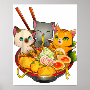 Poster Ramen Cat Kawaii Neko Anime Otaku Cats Japonais