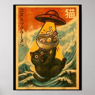 Poster Ramen de chat drôle anime japonais Ufo hommes femm