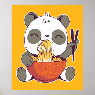 Poster Ramen Panda Cute