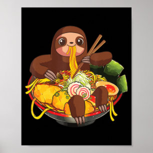 Poster Ramen Sloth Kawaii Anime Japonais Cadeaux alimenta