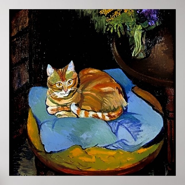 Poster "Raminou sur une couverture bleue" par Suzanne Val (Devant)