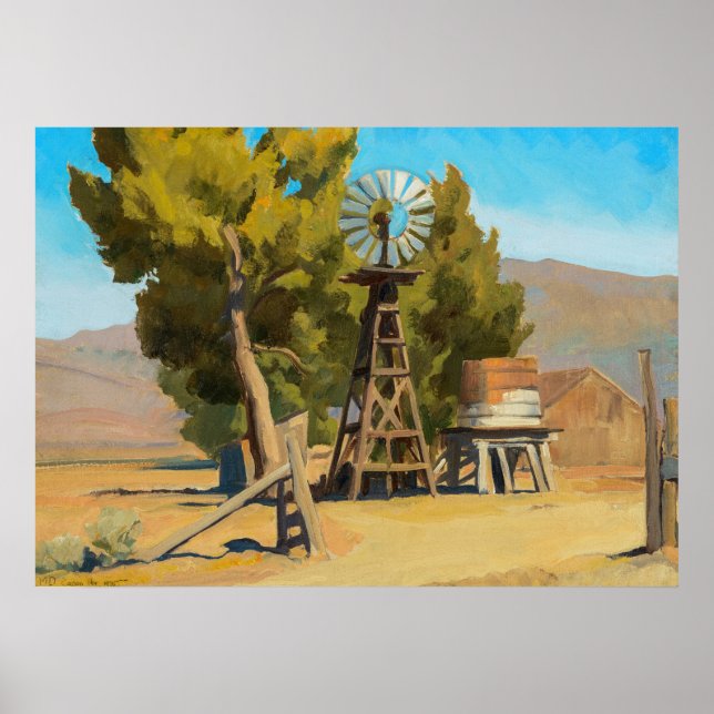 Poster Ranch Windmill, Carson, Nevada par Maynard Dixon (Devant)