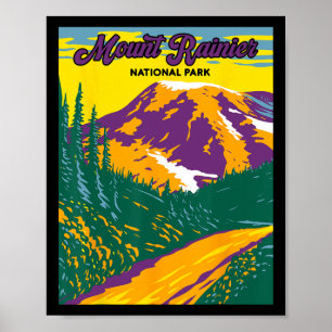 Poster Randonnée Camping Parc national du mont Rainier Ré