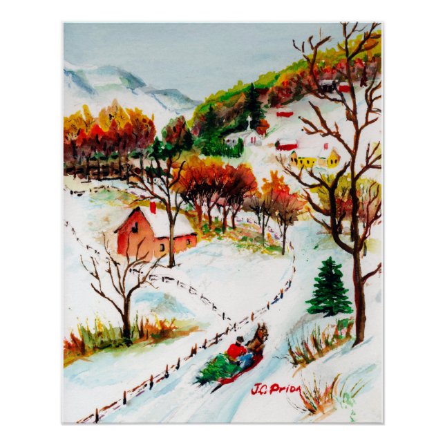 Poster Randonnée d'hiver Randonnée de neige Mountain Wate (Devant)