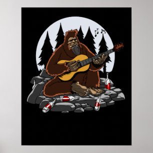 Poster Randonnée drôle de camping de montagne de Bigfoot