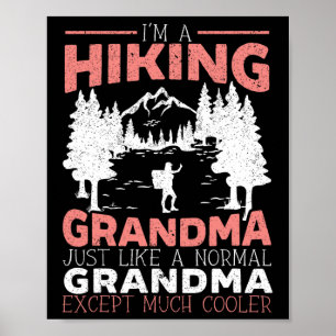 Poster Randonnée Grand-mère Montagne Escalade Randonneuse