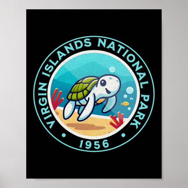 Poster Randonnée Tortue Au Parc National Des Îles Vierges (Devant)