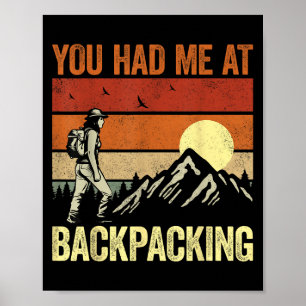 Poster Randonneur De Montagne Backpacker Retro - Vous M'A