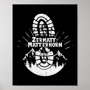 Poster Randonneur Zermatt-problemhorn Suisse Randonnée Va