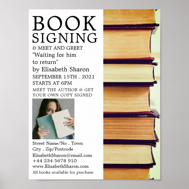 Poster Rangée d'anciens livres, les écrivains livre signa (Devant)