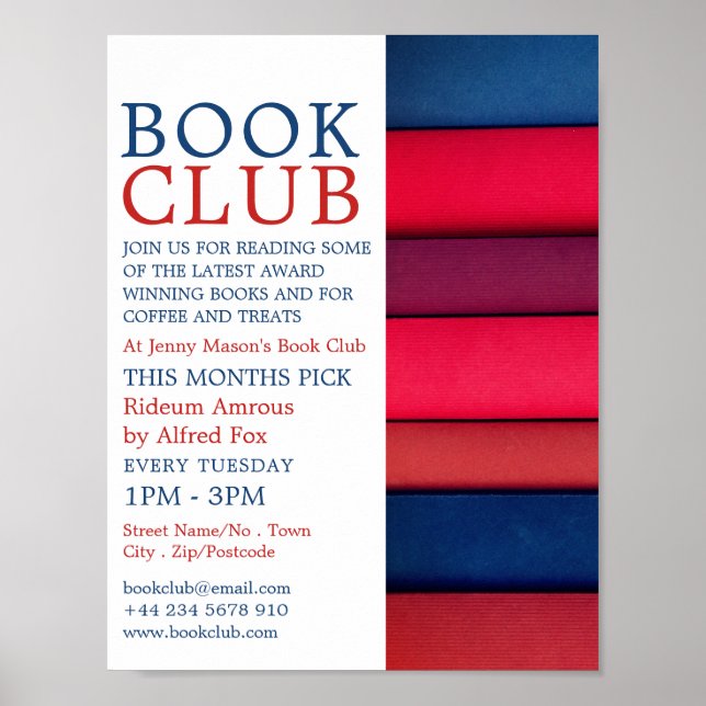 Poster Rangée de livres, Club de livres Publicité (Devant)