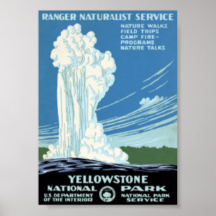 Poster Ranger Naturalist Service Yellowstone Vintage Post