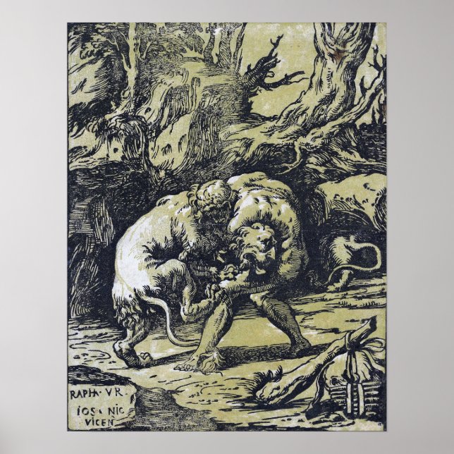 Poster Raphael - Hercules étranglant le lion néméen (Devant)