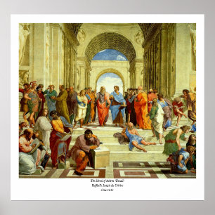 Poster Raphael "l'école petit groupe d'Athènes" circa