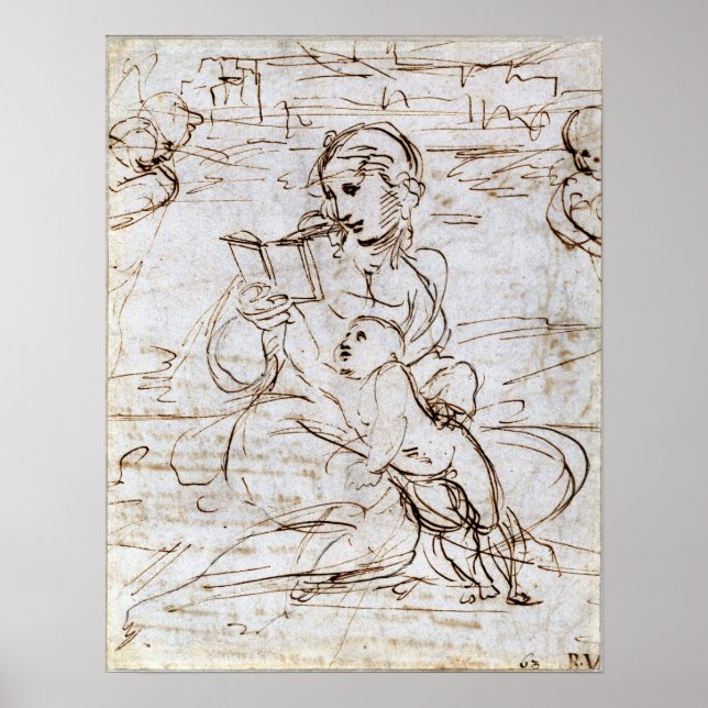 Poster Raphael - Lire Madonna Et Enfant Dans Un Landscap. (Devant)