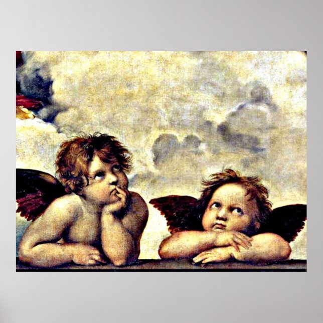 Poster Raphael : Putti, Détail de la Vierge Sixtine, (Devant)