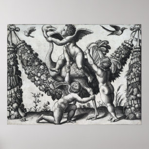 Poster Raphael - Trois Putti Devant Une Grande Garland