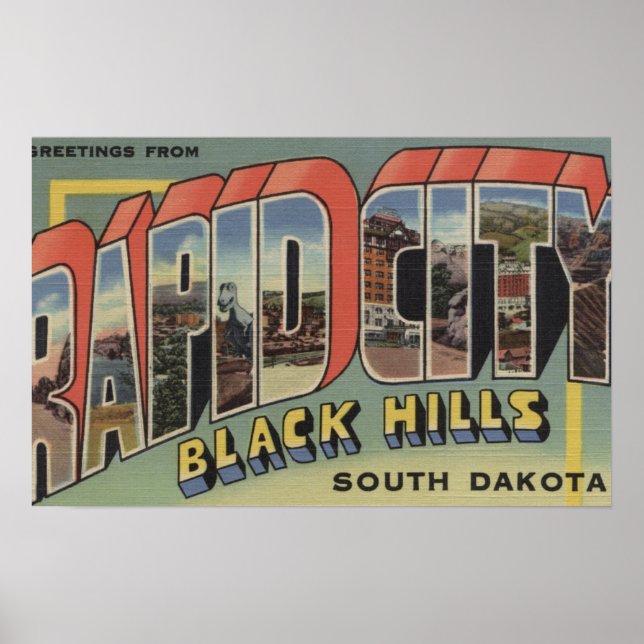 Poster Rapid City, Dakota du Sud - Scènes de grandes lett (Devant)