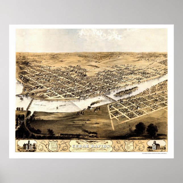 Poster Rapides de cèdre, carte panoramique IA - 1868 (Devant)
