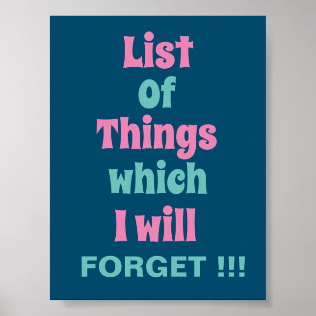 Poster Rappel amusant pour les gens oublieux (Devant)