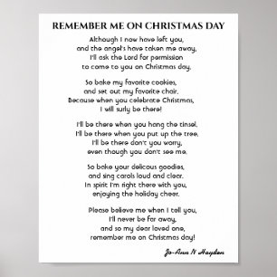 Poster RAPPELEZ-MOI SUR NOËL JOUR poème