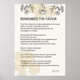Poster Rappelez-Vous La Faveur - Grace A Rempli Poème De 