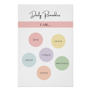 Poster Rappels quotidiens - affirmations d'amour de soi W