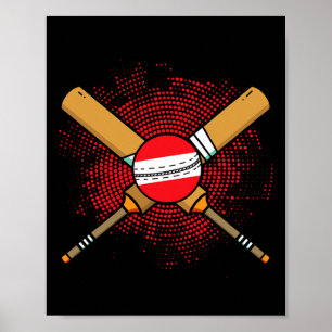 Poster Raquette de cricket autrichienne et ll drapeau de 