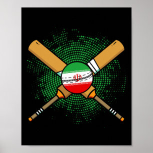 Poster Raquette de cricket iranienne et ll drapeau de l'I