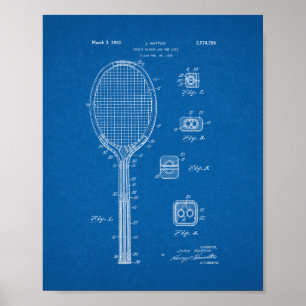 Poster Raquette De Tennis Et Brevet Similaire - Plan D'Ac