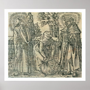 Poster Rassemblant des herbes pour la médecine, 1534