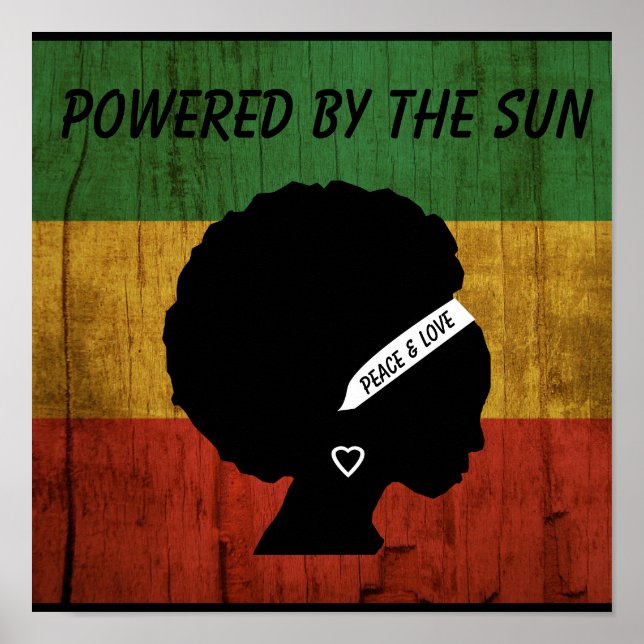 Poster Rasta Femme Paix & Amour Powered by the Sun (Devant)