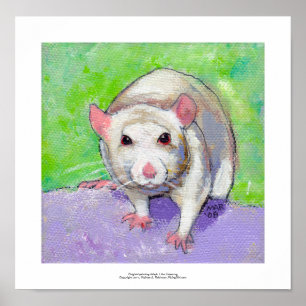 Poster Rat art mignon animal amusant peinture amicale rat
