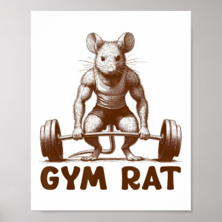 Poster Rat de gym Fitness Bodybuilding Drôle de travail G