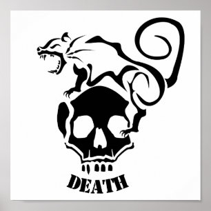 Poster Rat en colère sur un crâne mal