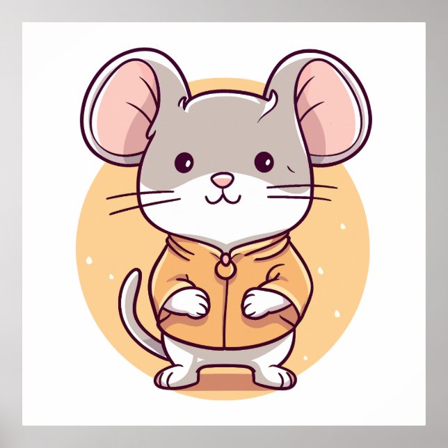 Poster rat mignon en kawaii style dessin animé (Devant)