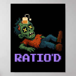 Poster Ratio’d Pixelated Zombie Gamer Teag Npc Halloween