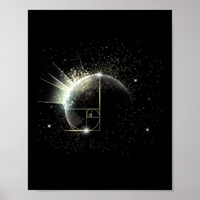 Poster Ratio d'Or Fibonacci Prof de Maths Spirale Espace  (Devant)