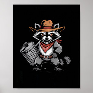 Poster Raton laveur cow-boy déchaîné et sauvage peut détr