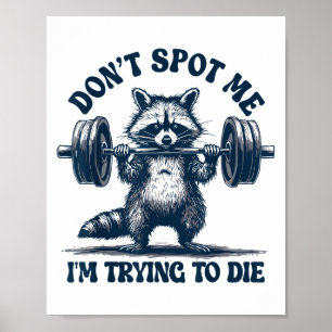 Poster Raton laveur de gym drôle Ne m'emmerde pas, j'essa