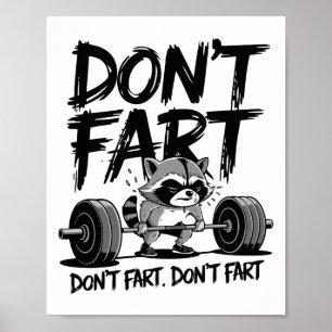 Poster Raton laveur drôle de gym fitness workout ne pétez