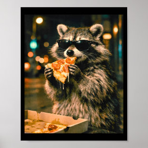 Poster Raton laveur drôle et cool avec des lunettes de so