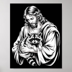 Poster Raton laveur Jésus Raton laveur Animal Raton laveu
