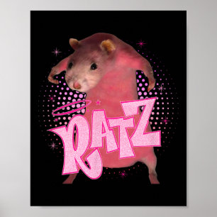 Poster Ratz Fun Souris Rose Rat Meme Hommes Femmes Hallow