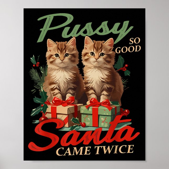 Poster Raunchy Christmas Cat Naughty Funny Gag Prank Humo (Devant)